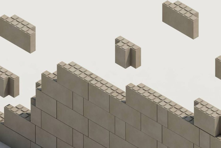 Briques modulaires “type Lego” utilisant du sable désertique et matériaux secondaires